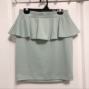 Forever 21 Mint/Light Blue Peplum Skirt Size S